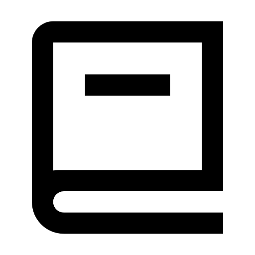 A line drawing of a closed book